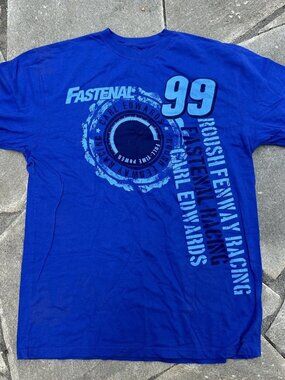 NASCAR Racing Shirt Mens Large Blue Carl Edwards Chase Authentics Roush Fenway